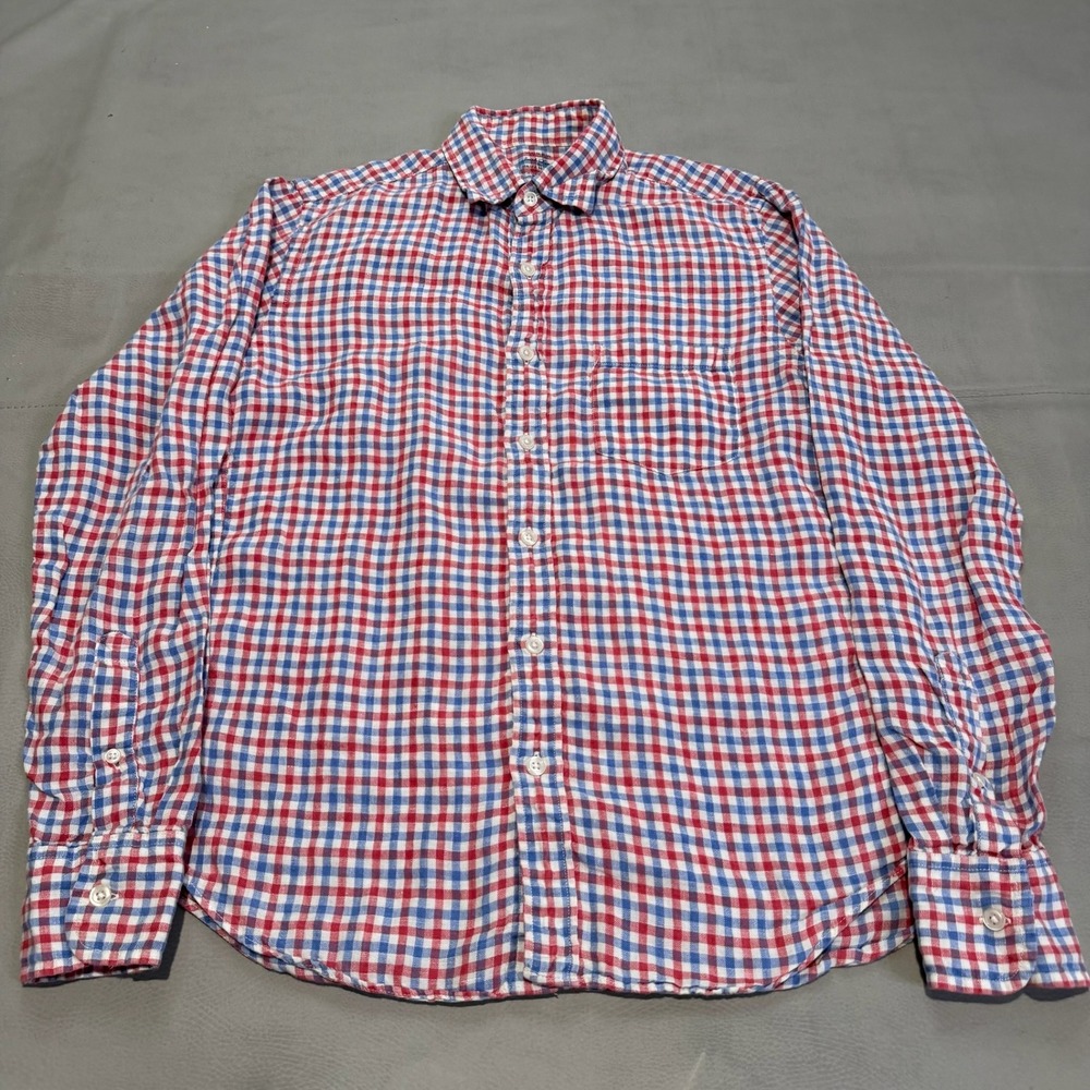 J.Crew Irish Linen Baird McNutt Slim Button Down Shirt Men Check Gingnam-S-6949